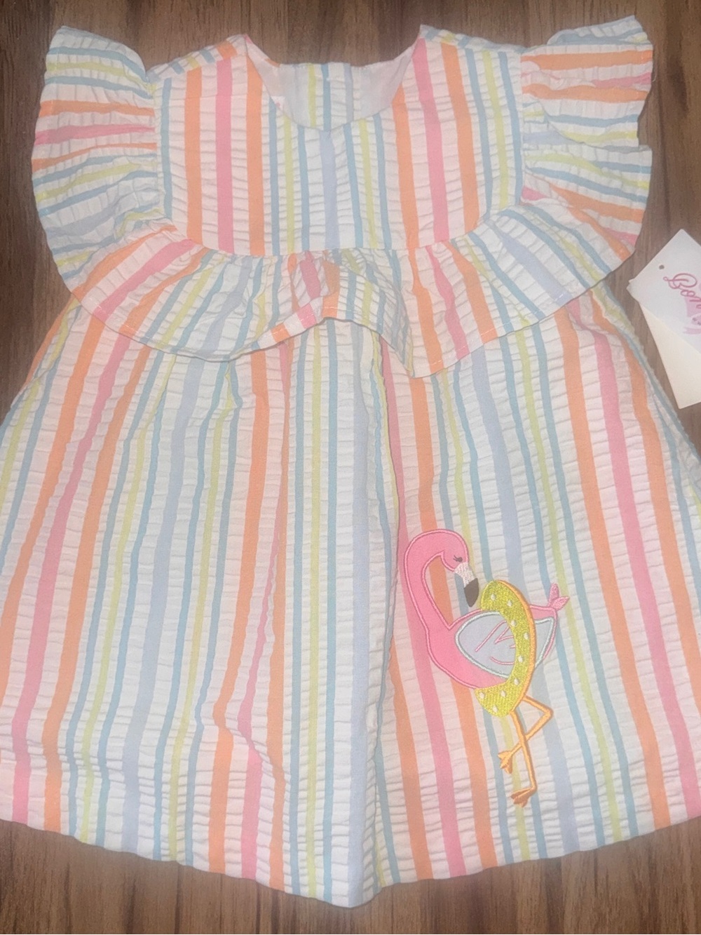 Bonnie Jean Toddler Girls Flamingo Seersucker Dress Set – Size 4T NWT
